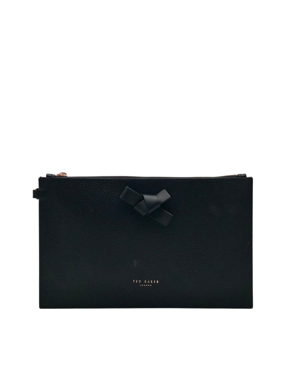 Ted Baker Black Pebbled Leather Bow Clutch